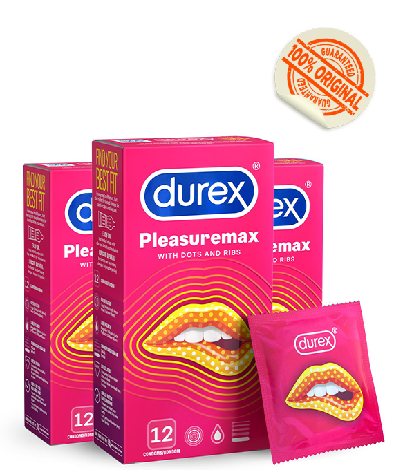Durex Pleasuremax Condoms With Dots and Ribs, 12 pieces